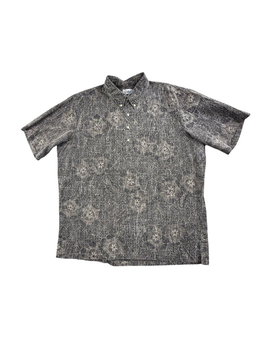 Reyn Spooner Shirt Mens 2XL Brown Floral Hawaiian Button Up Short Sleeve AOP